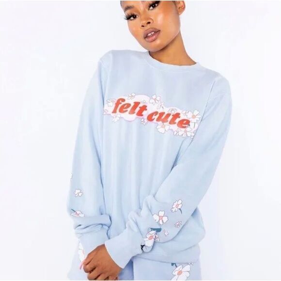 NWT Samii Ryan Revolve Dolls Kill FELT CUTE TIE Dye sweatshirt large baby blue - Picture 1 of 6